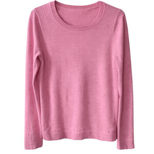 J. Crew Teddie Sweater Medium Pink Cotton Merino Wool Blend Preppy Casual Y2K